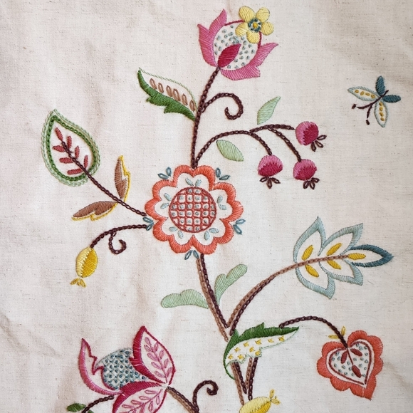 Vintage Crewel Embroidered Folk Art Wall Hanging - Picture 3 of 6